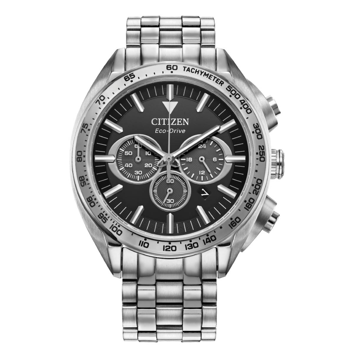 Citizen Carson Men's 43mm Eco-Drive Stainless Steel Bracelet Watch - Black Dial