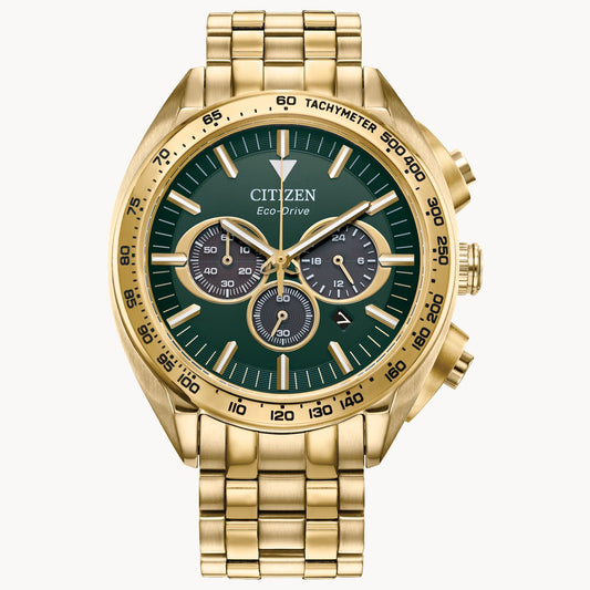 Reloj Citizen Carson Eco Drive de 43 mm con pulsera de acero inoxidable para hombre, esfera verde