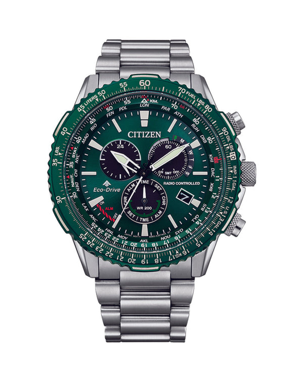 Reloj Citizen Promaster Air AT Eco Drive de 46 mm para hombre con pulsera de acero inoxidable y esfera verde 