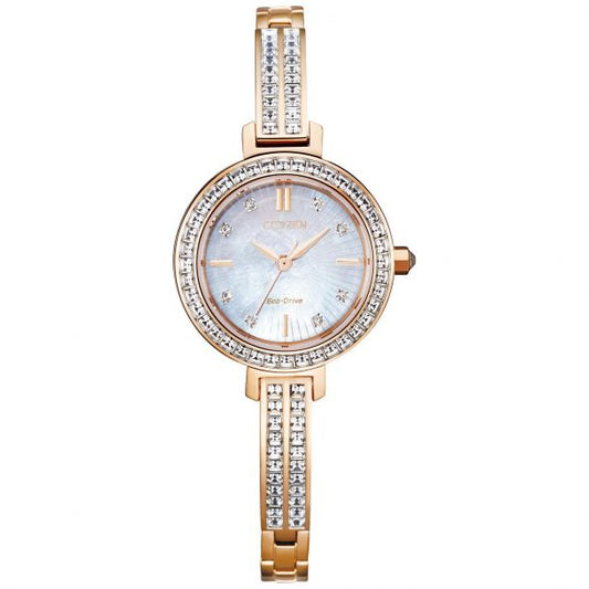 Citizen Silhouette Crystal Women's 25mm Eco Drive Stainless Steel Bracelet Watch - White Dial