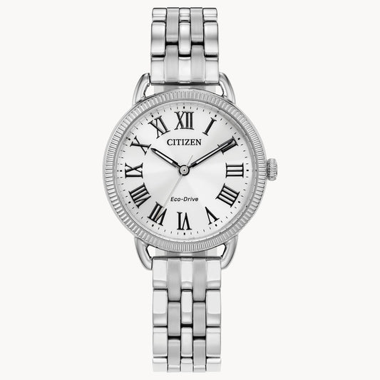 Citizen Classic Coin Edge Women's 29mm Eco Drive Stainless Steel Bracelet Watch - Silver