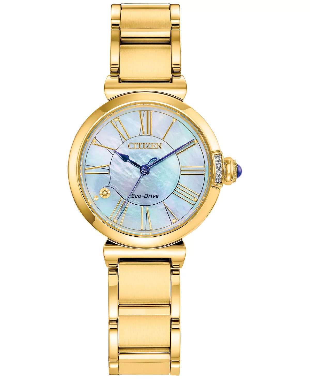 Reloj Citizen L Mae Eco Drive de acero inoxidable con pulsera en tono dorado de 29,5 mm para mujer, esfera blanca