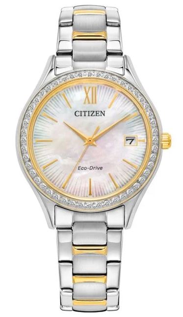 Reloj Citizen Eco Drive de acero inoxidable para mujer de 34 mm con esfera de nácar