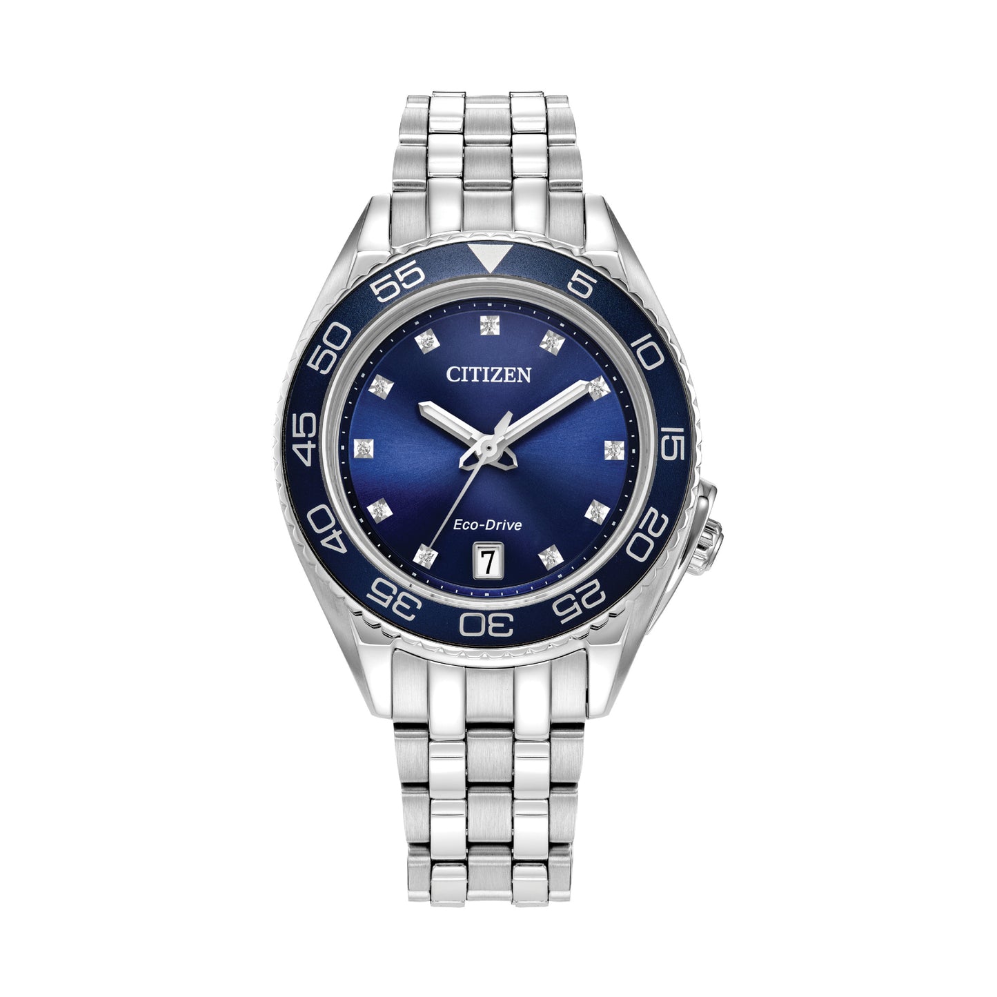 Citizen Carson Women's 35mm Eco Drive Ring Stainless Steel Bracelet Watch - Blue Dial