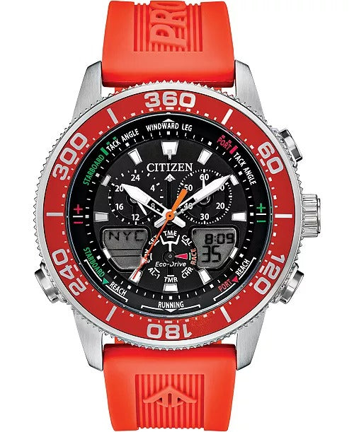 Citizen Promaster Sailhawk Men's 44mm Eco Drive Red Strap Watch - Black Dial