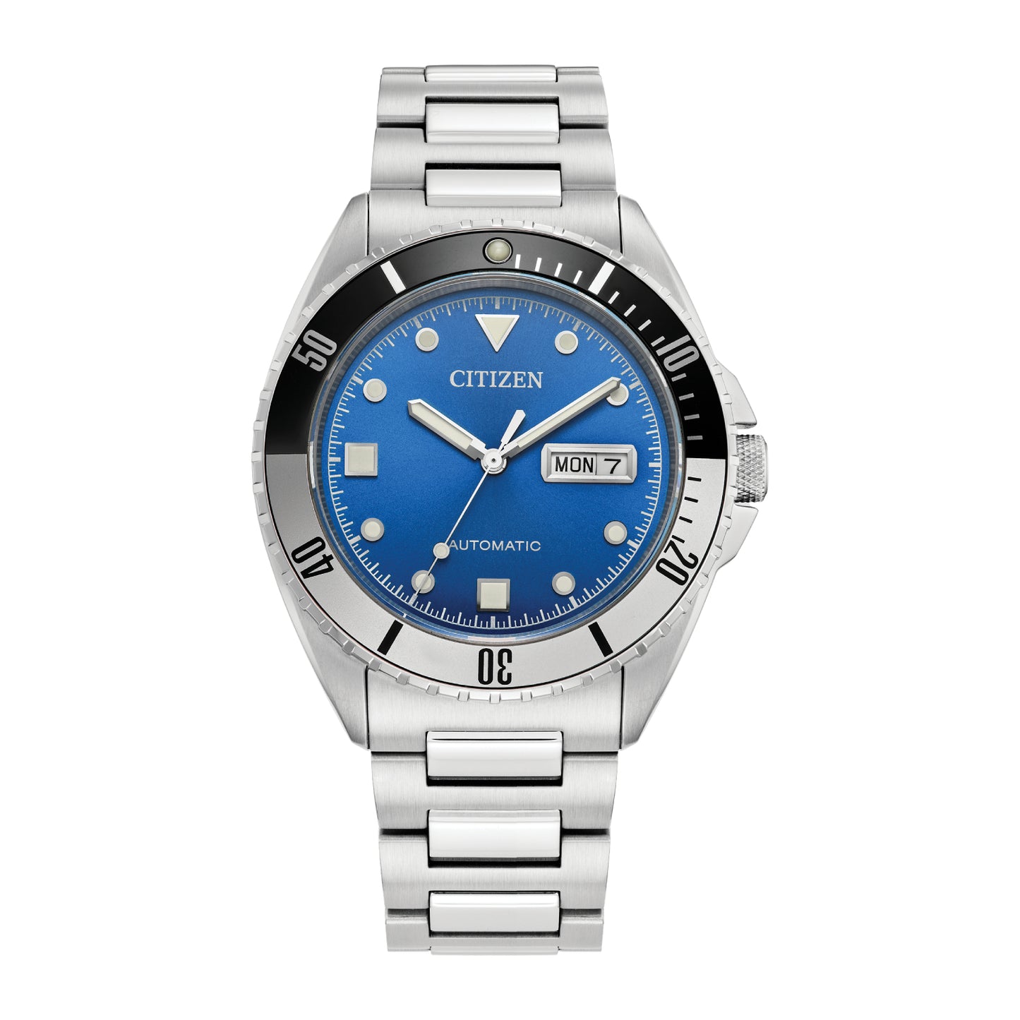 Reloj automático Citizen Sport para hombre, de 42 mm, con pulsera plateada y esfera azul