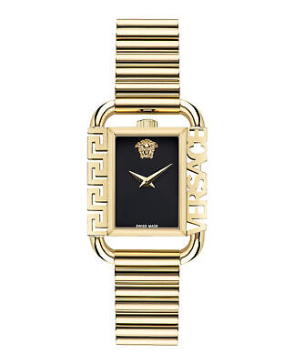 Reloj Versace Flair para mujer, de acero inoxidable, de 26 mm, con pulsera en tono dorado y esfera negra 