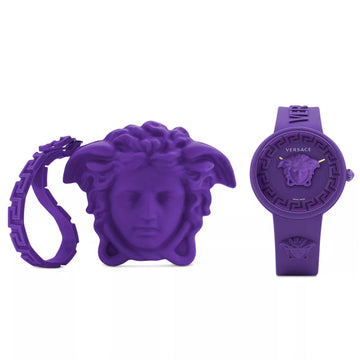 Reloj unisex Versace Medusa Pop de 39 mm con correa suiza y estuche, color azul
