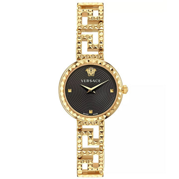 Reloj Versace Greca Goddess para mujer, con pulsera de oro suizo de 28 mm y esfera negra