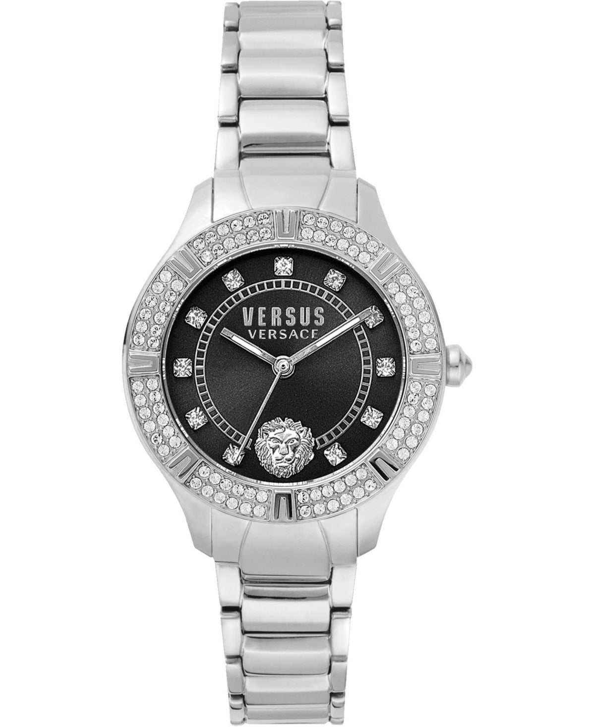 Versus Versace Canton Road Women's 36mm Stainless Steel Silver Bracelet Watch - Black Dial