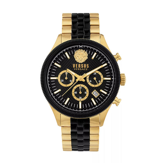 Versus Versace Colonne Chrono Men's 44mm Two-Tone Bracelet Watch - Black Dial