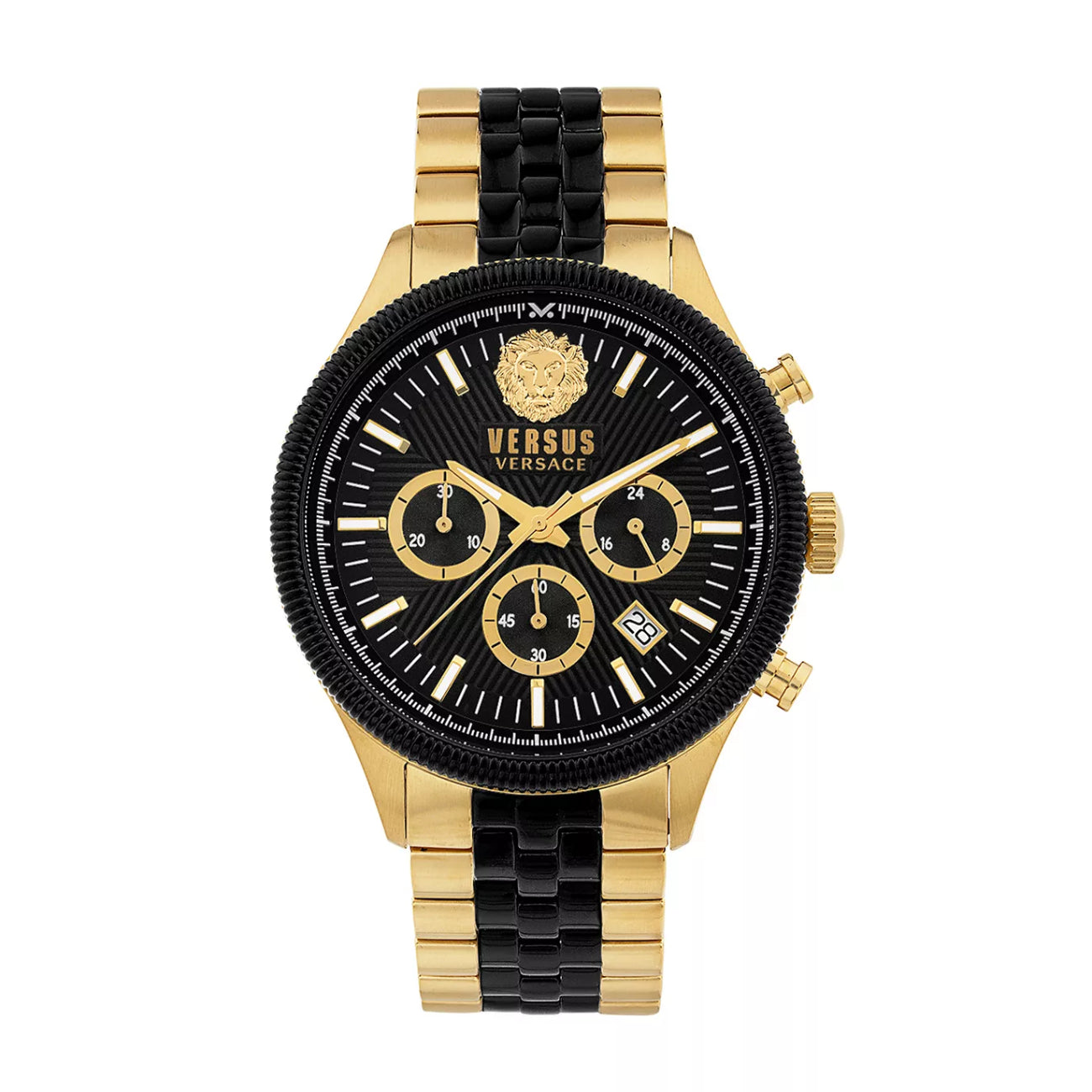 Versus Versace Colonne Chrono Men's 44mm Two-Tone Bracelet Watch - Black Dial