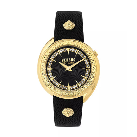 Reloj de mujer con correa de dos manecillas de 38 mm y cristal Tortona de Versus Versace, esfera negra