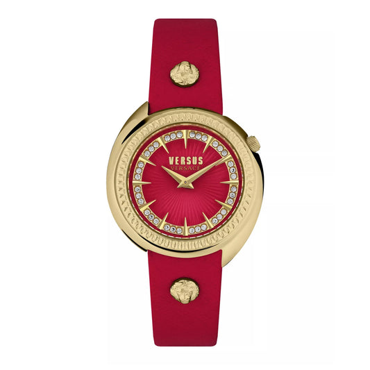 Reloj para mujer Versus Versace Tortona Crystal de 38 mm con correa de dos tonos y esfera roja