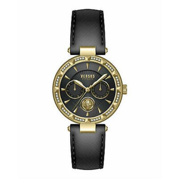 Reloj de cuarzo con correa de piel para mujer Versus Versace Sertie de 36 mm, color negro