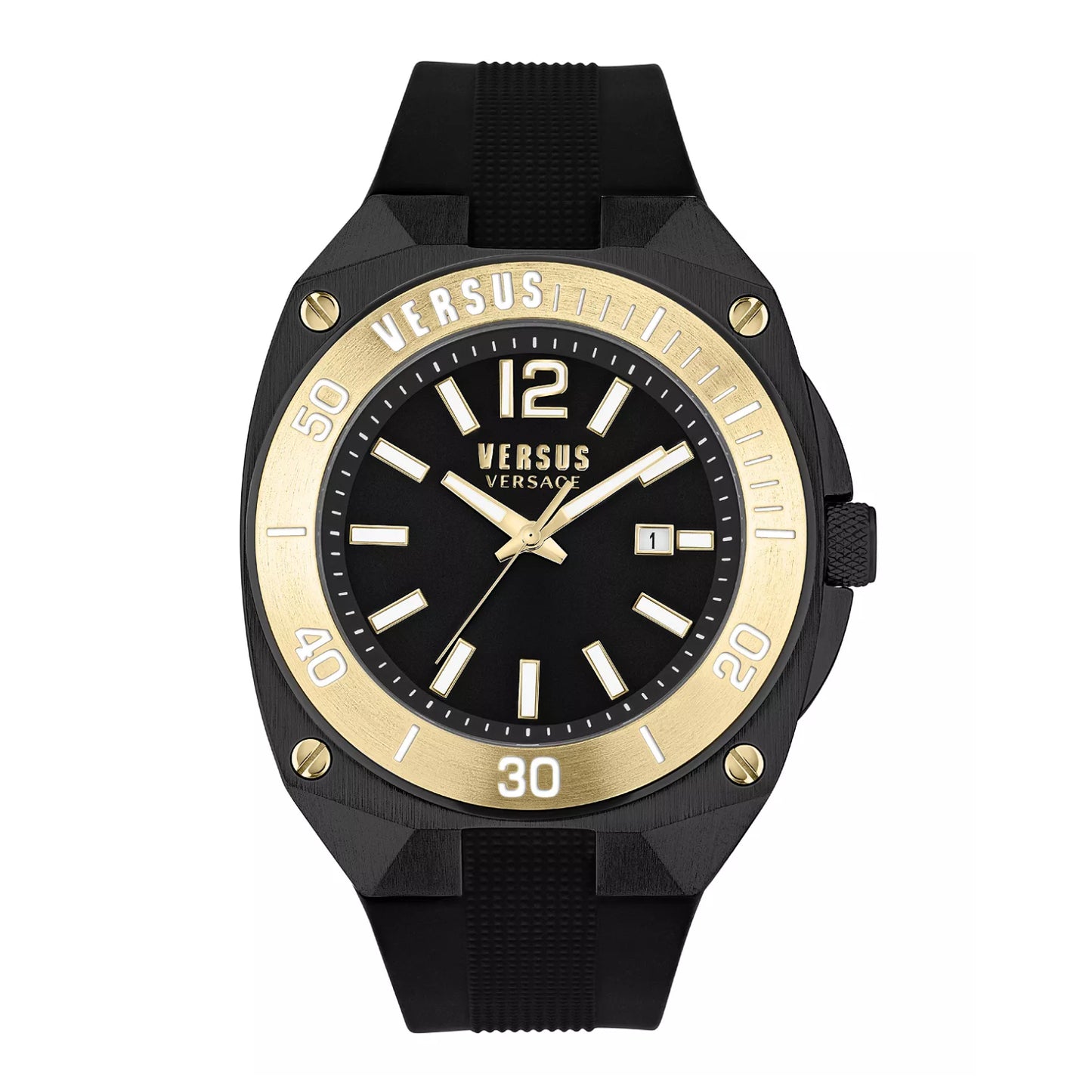 Reloj Versus Versace Reaction para hombre, correa de tres manecillas, 48 ​​mm, color negro