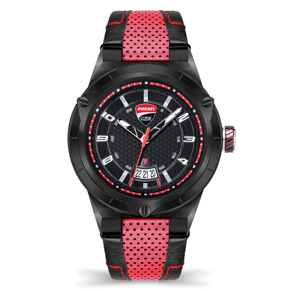 Reloj con correa de 45 mm para hombre Ducati Corse Cura - Negro