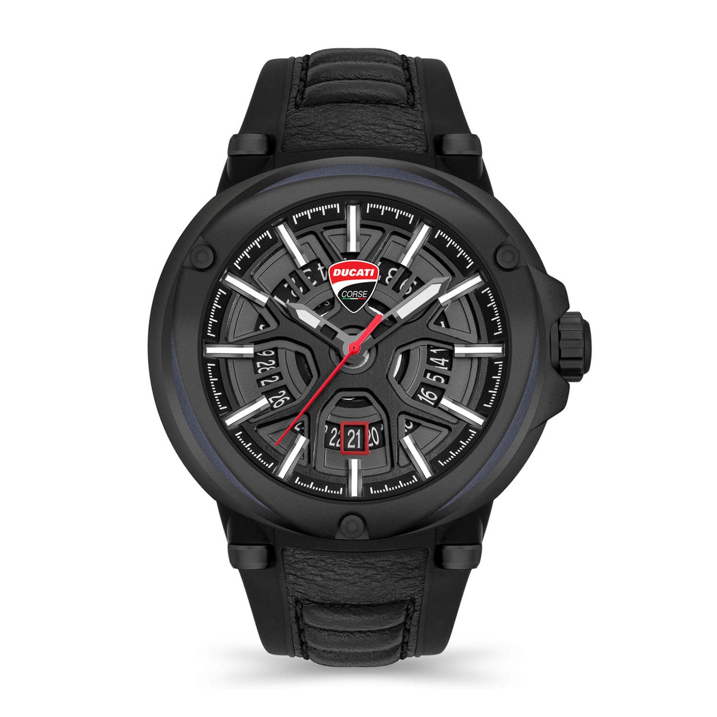 Reloj Ducati Corse Partenza para hombre, correa de tres manecillas, 49 mm, color negro