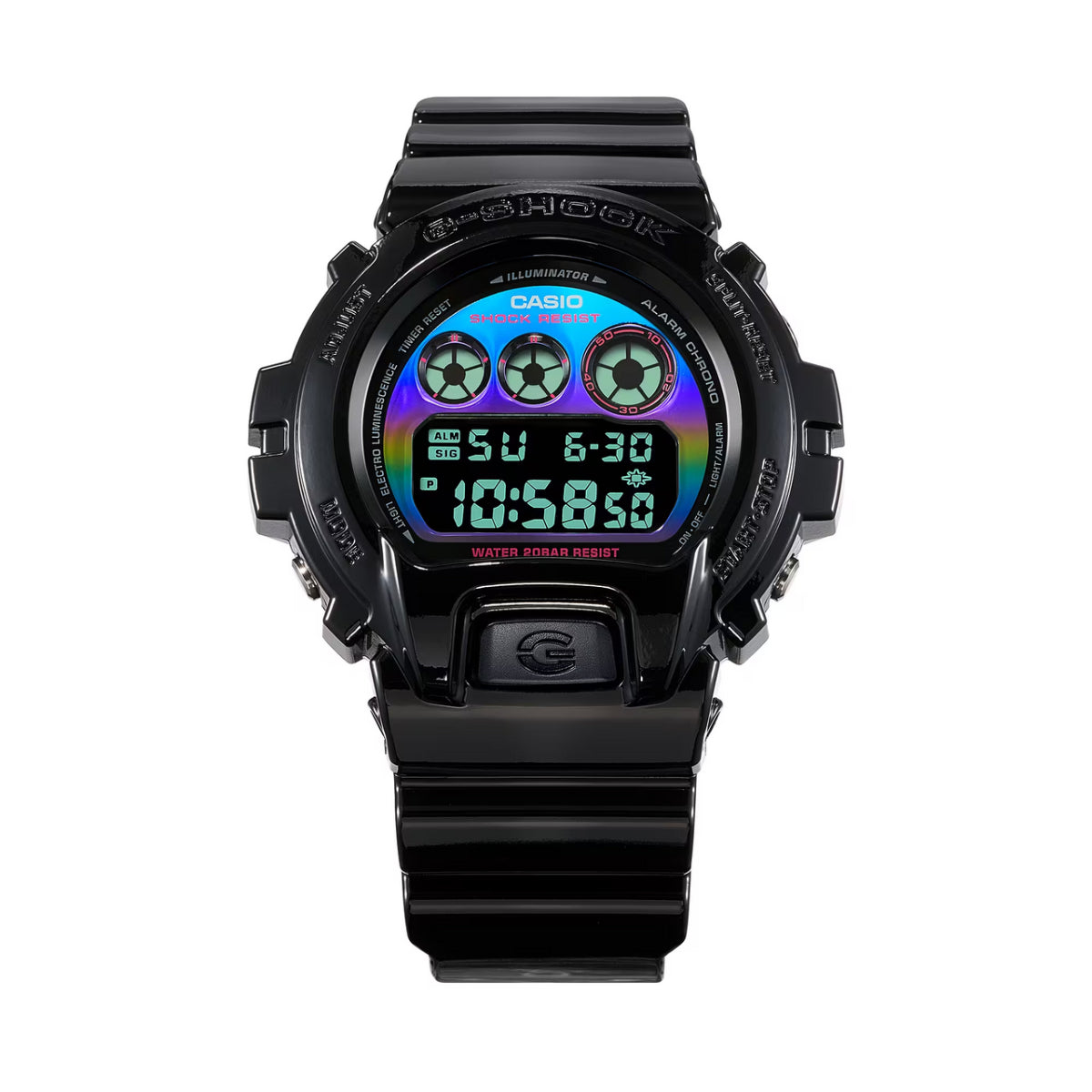 Reloj Casio G-Shock Virtual Rainbow con correa digital de 50 mm para hombre, color negro brillante