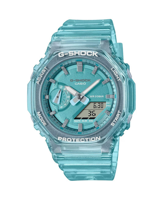 Casio G-Shock Women's 46.2mm Quartz Digital Analog Mint Green Skeleton Resin Strap Watch -