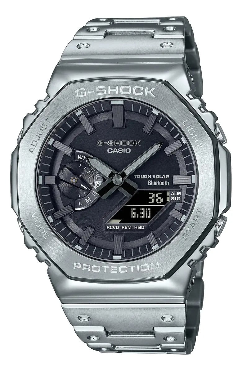 Reloj Casio G-Shock de cuarzo para hombre, de 41 mm, de acero inoxidable y pulsera plateada -