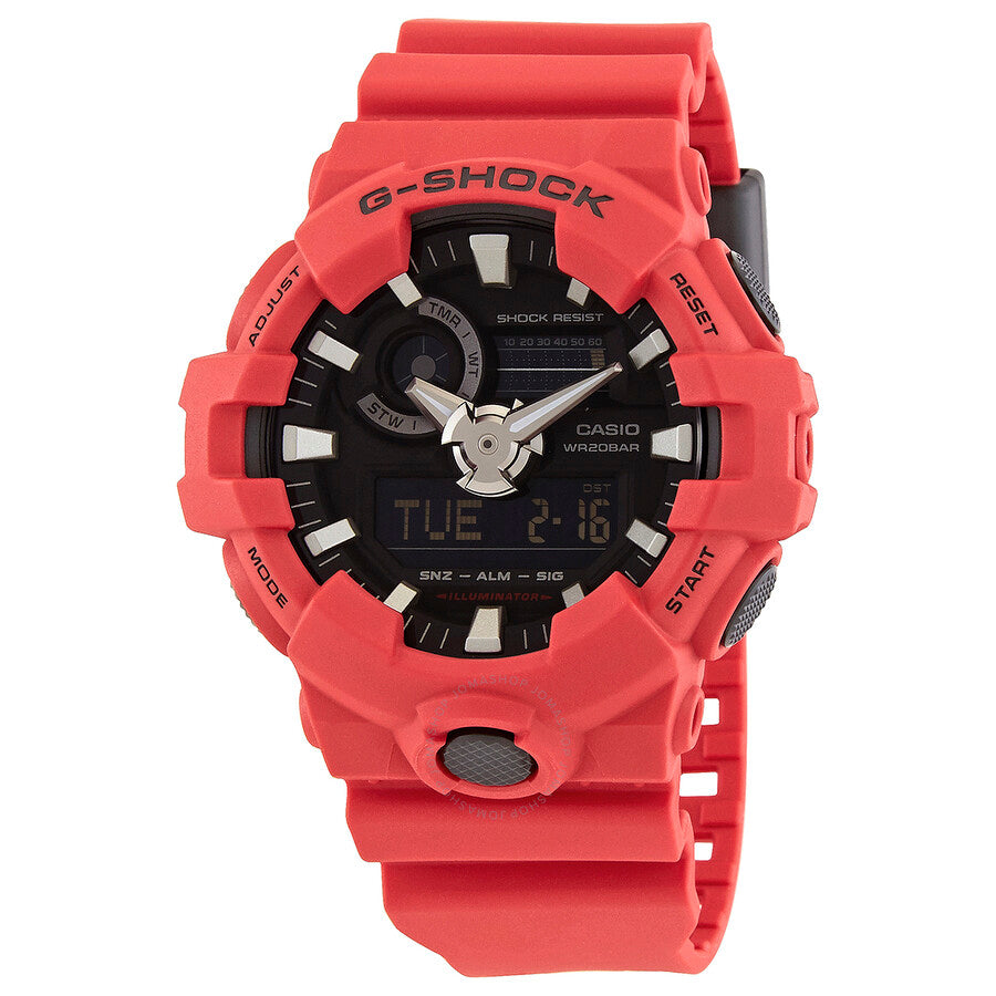 Reloj Casio G-Shock analógico digital de 53 mm con correa roja y esfera negra para hombre