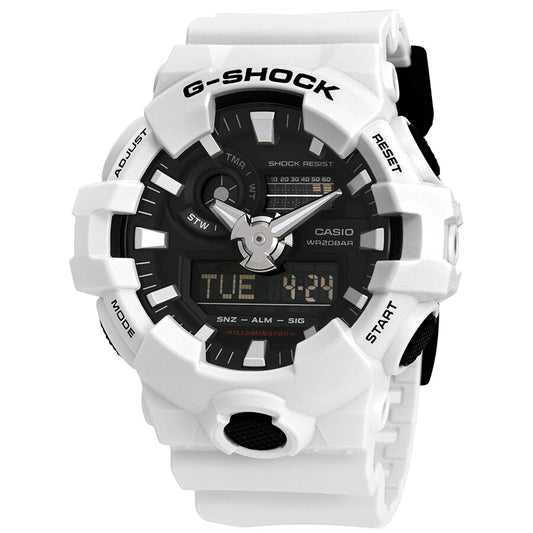 Reloj analógico digital Casio G-Shock de 53 mm con correa blanca y esfera negra para hombre