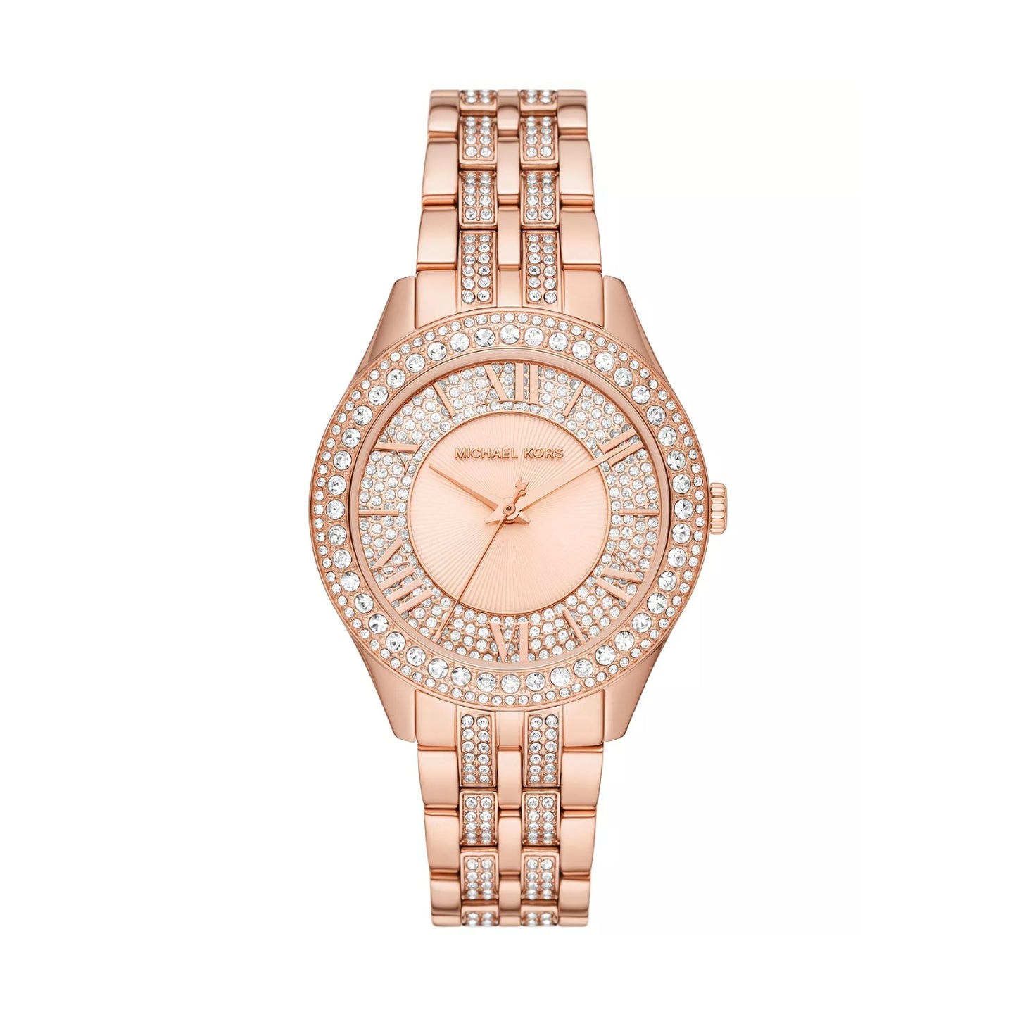 Reloj Michael Kors Harlowe para mujer, con pulsera plateada de tres manecillas de 38 mm y esfera blanca