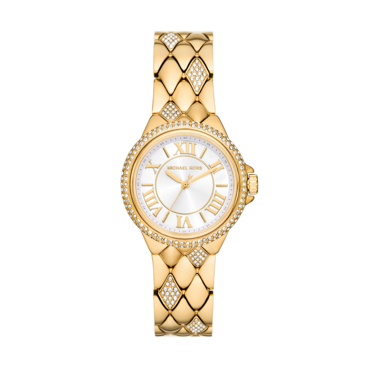 Reloj de pulsera con pavé dorado de 33 mm para mujer Michael Kors Camille - Esfera blanca