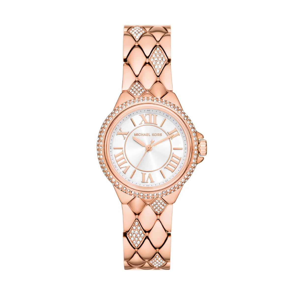 Reloj de pulsera de oro rosa de 33 mm para mujer Michael Kors Camille - Esfera blanca