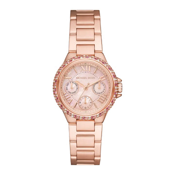 Reloj de pulsera de acero inoxidable y cuarzo para mujer Michael Kors Camille de 32 mm, color rosa