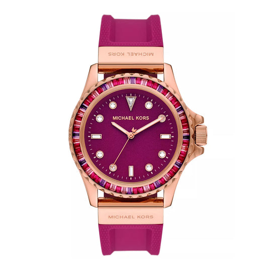 Reloj Michael Kors Everest para mujer, correa de tres manecillas, 42 mm, color fucsia