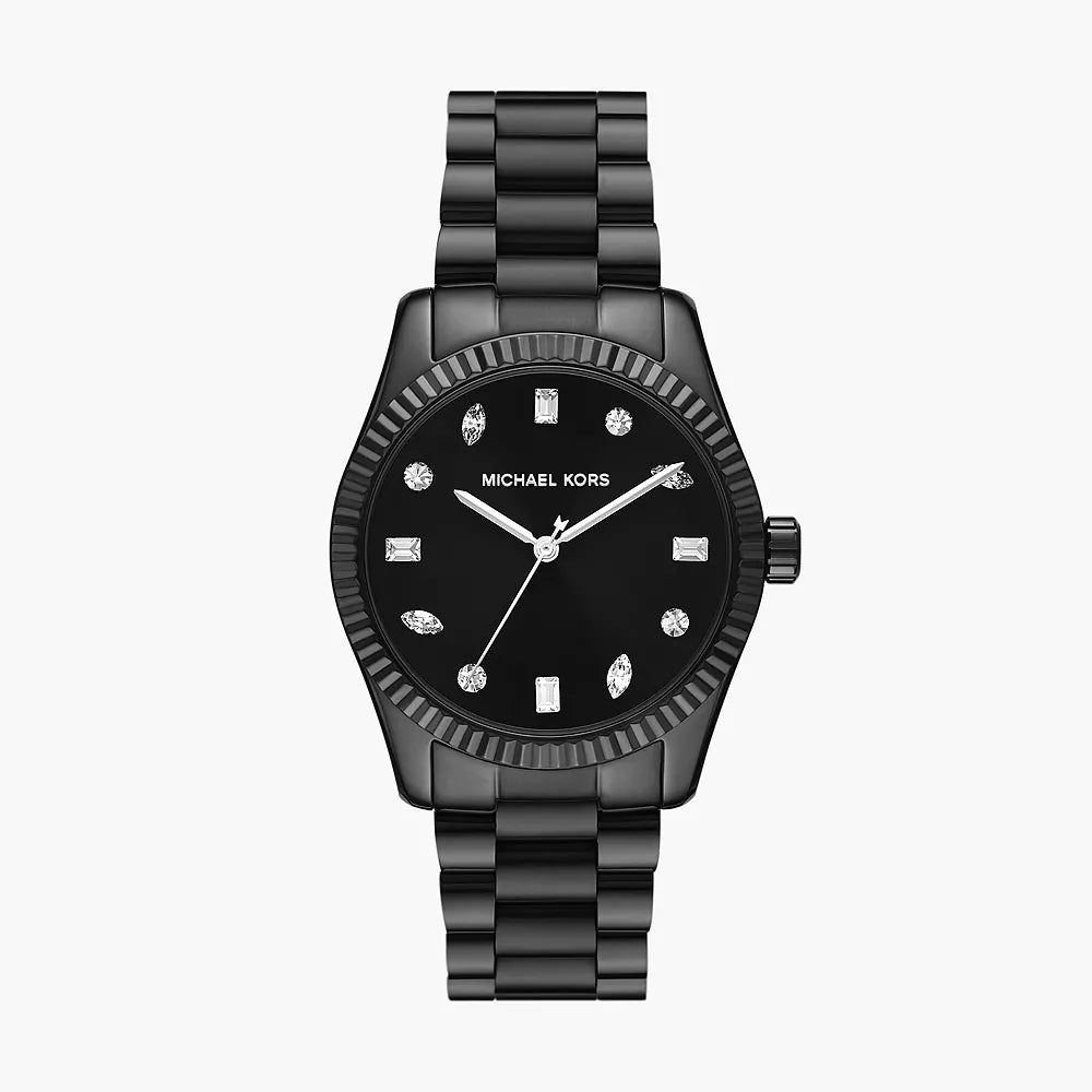 Reloj de pulsera de tres manecillas Michael Kors Lexington para mujer, 38 mm, color negro