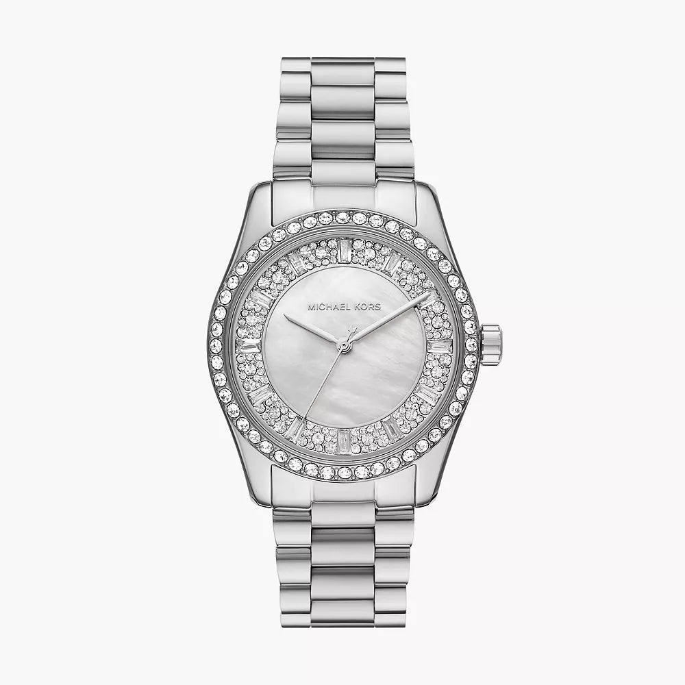 Reloj de pulsera de tres manecillas Michael Kors Lexington para mujer, 38 mm, plateado