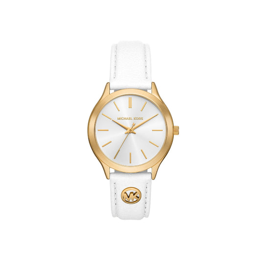 Reloj Michael Kors Slim Runway para mujer con correa de 38 mm, color blanco