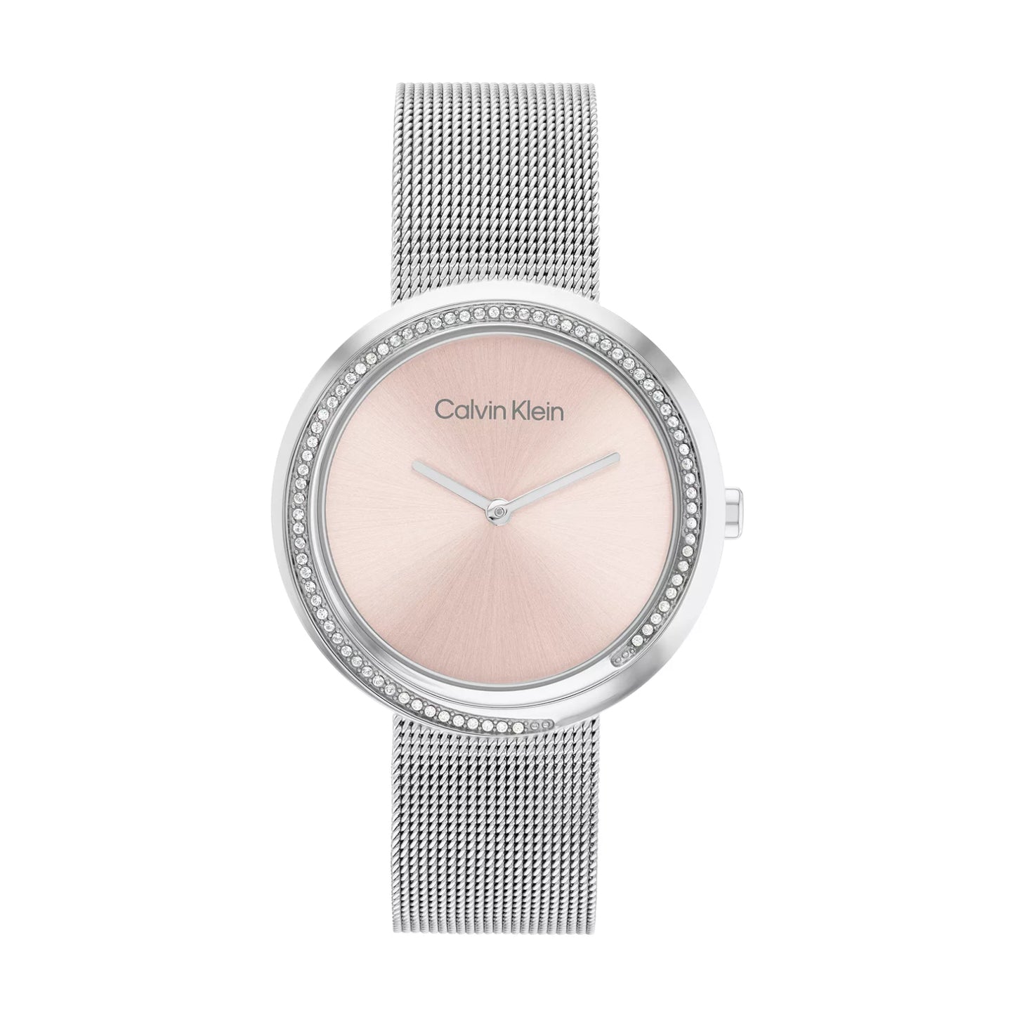 Reloj de cuarzo de acero inoxidable de 34 mm para mujer de Calvin Klein Twist, esfera ruborizada