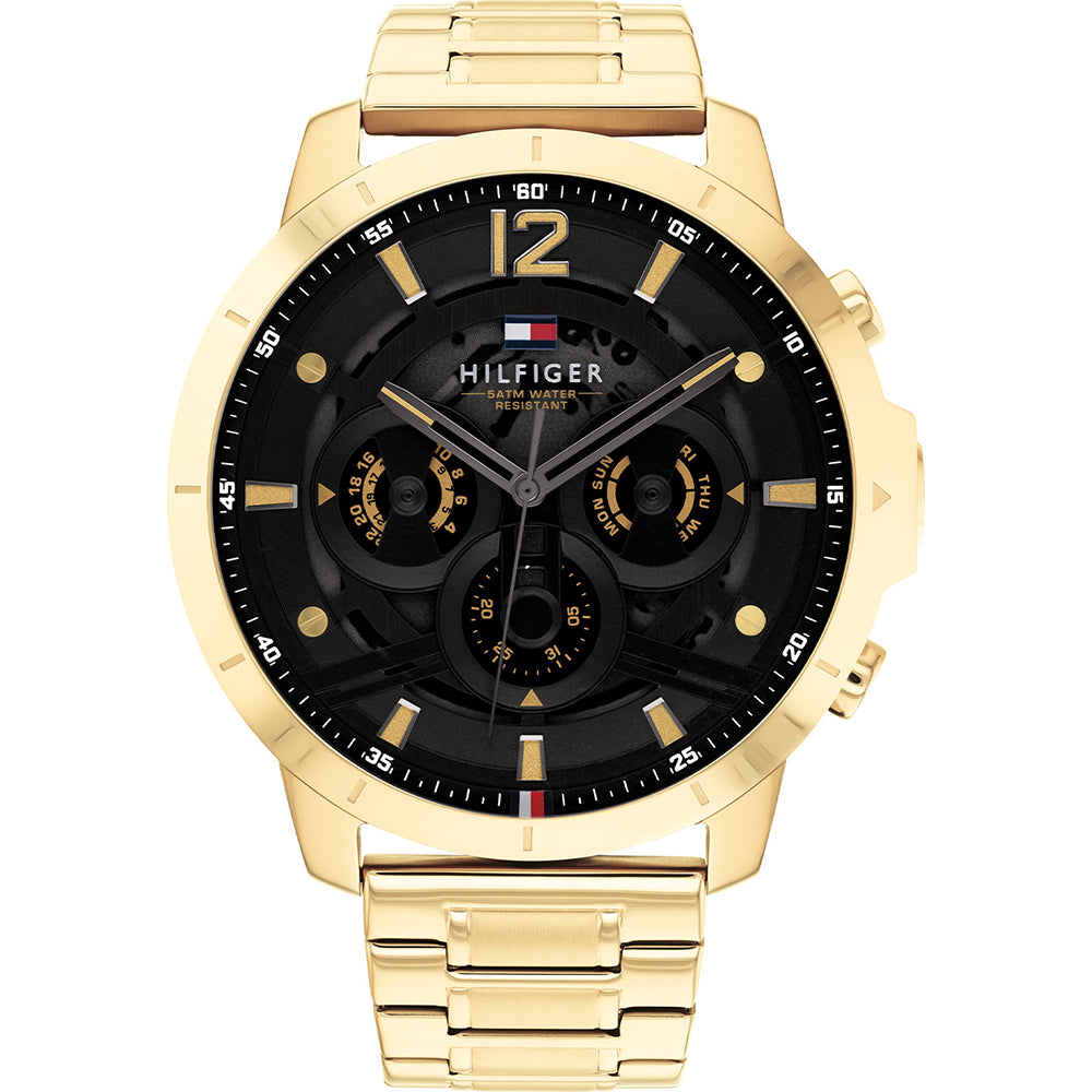 Reloj de pulsera de acero inoxidable y cuarzo Tommy Hilfiger Luca para hombre, 50 mm, esfera negra