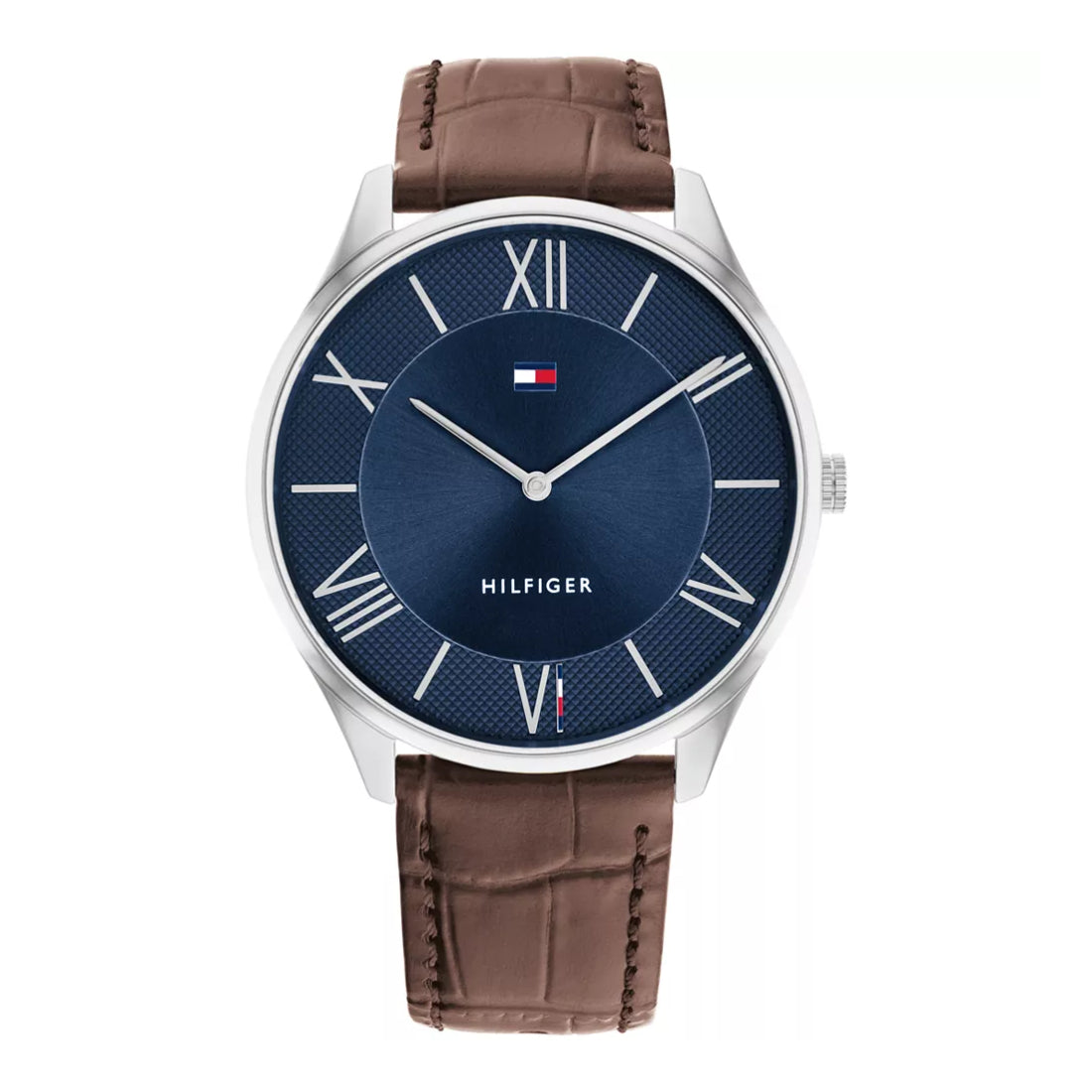 Tommy Hilfiger Men's 43mm Quartz Brown Strap Watch - Blue Dial