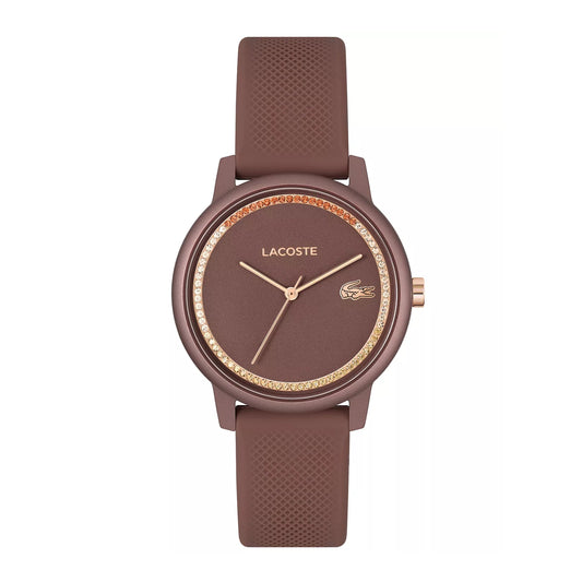 Reloj Lacoste L.12.12 Go para mujer, correa de tres manecillas de 36 mm, color marrón