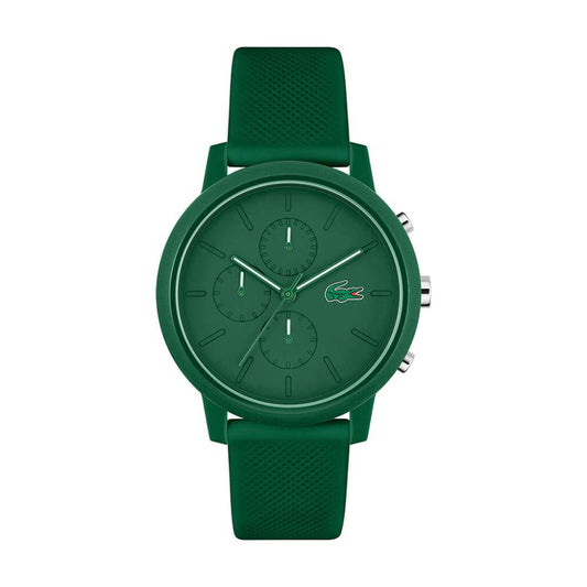 Reloj Lacoste 12.12 Chrono para hombre, correa de cuarzo de 43 mm, silicona verde