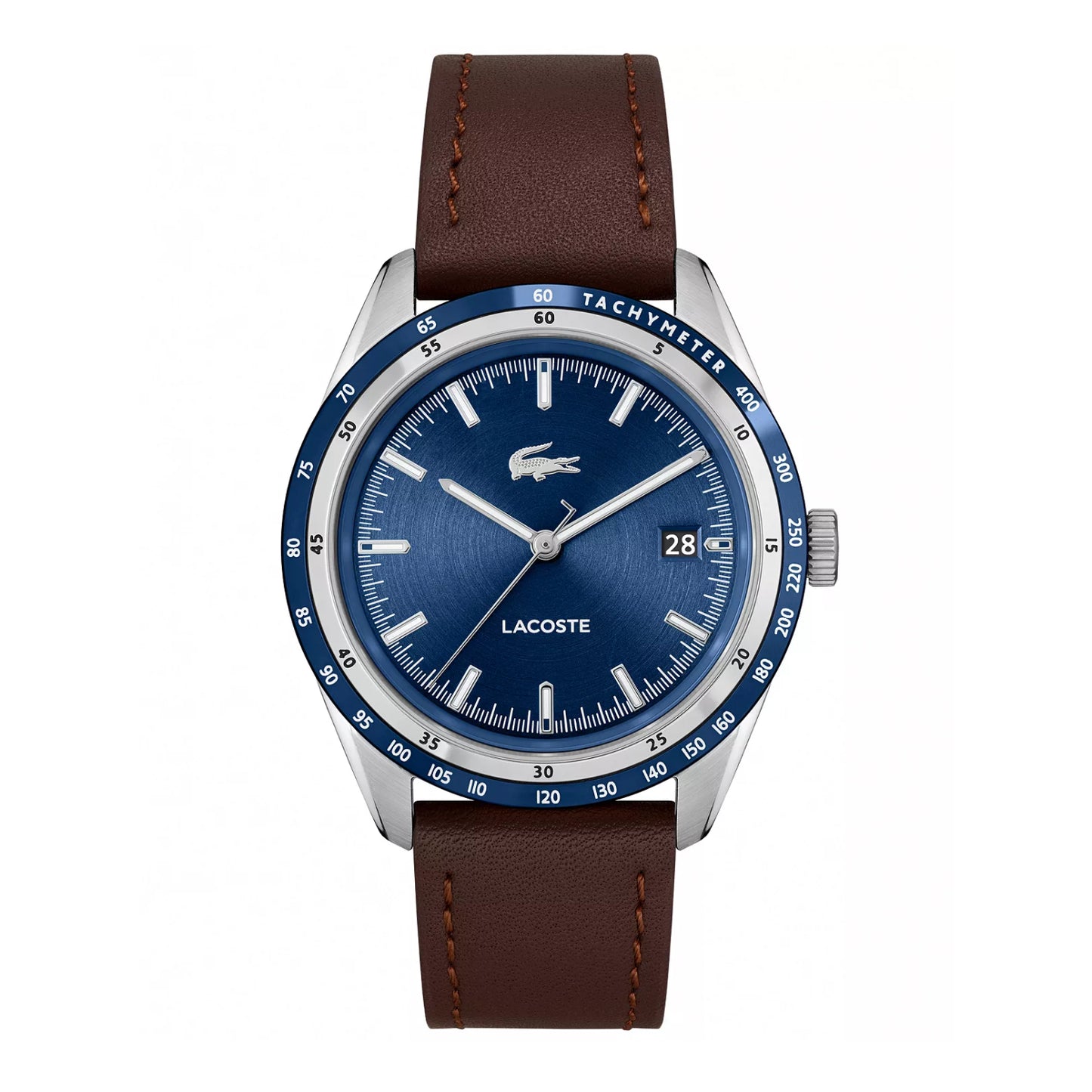 Lacoste Everett Men's 40mm Brown Strap Watch - Blue Dial