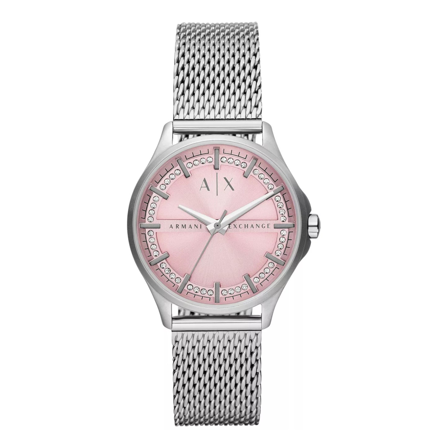 Armani Exchange Women's 36mm Three-Hand Silver Strap Watch - Pink Dial