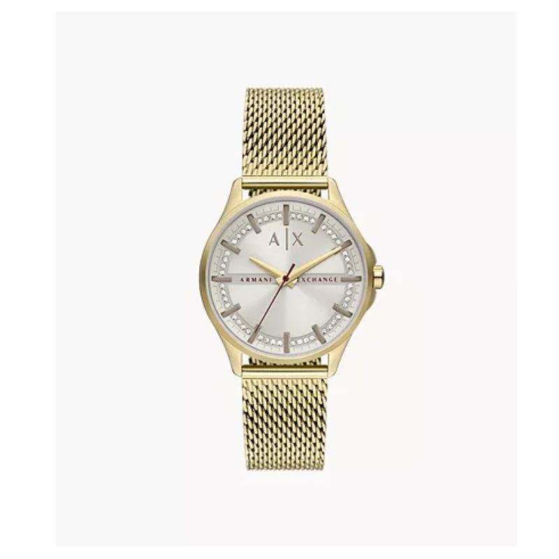 Armani Exchange Lady Hampton Women's 36mm Three-Hand Gold Bracelet Watch - Gray Dial