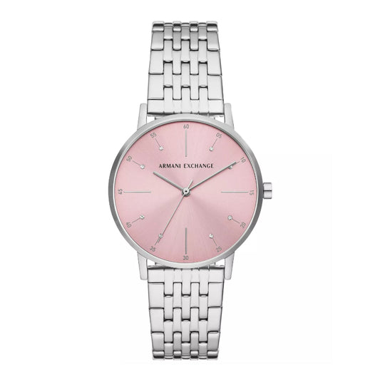 Armani Exchange Women's 36mm Silver Bracelet Watch - Pink Dial