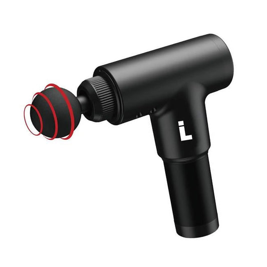 Pistola de masaje inalámbrica Life Authentics con 4 cabezales de masaje, color negro