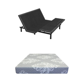 Bundle: Aquarius Wireless Adjustable Bed Base - Black + SilverRest Topaz 8" Mattress - Full