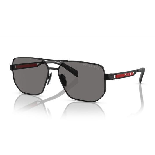 Gafas de sol Prada Linea Rossa PS51ZS Pilot de color liso para hombre - Negro mate/Gris oscuro polarizado