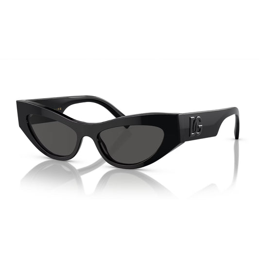 Gafas de sol de color liso con forma de ojo de gato DG4450 de Dolce &amp; Gabanna para mujer: negro/gris oscuro