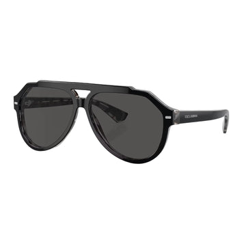 Dolce & Gabanna Men's DG4452 Pilot Solid Color Sunglasses - Black On Gray Havana/Dark Gray