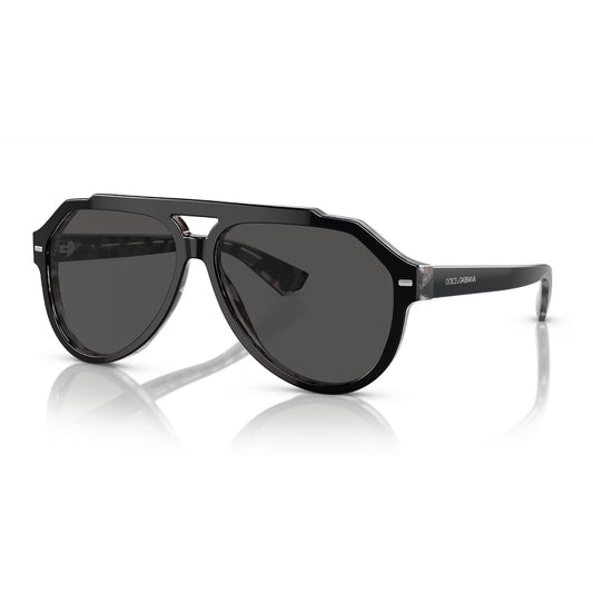Gafas de sol de color liso DG4452 Pilot de Dolce &amp; Gabanna para hombre: negro sobre gris habana/gris oscuro